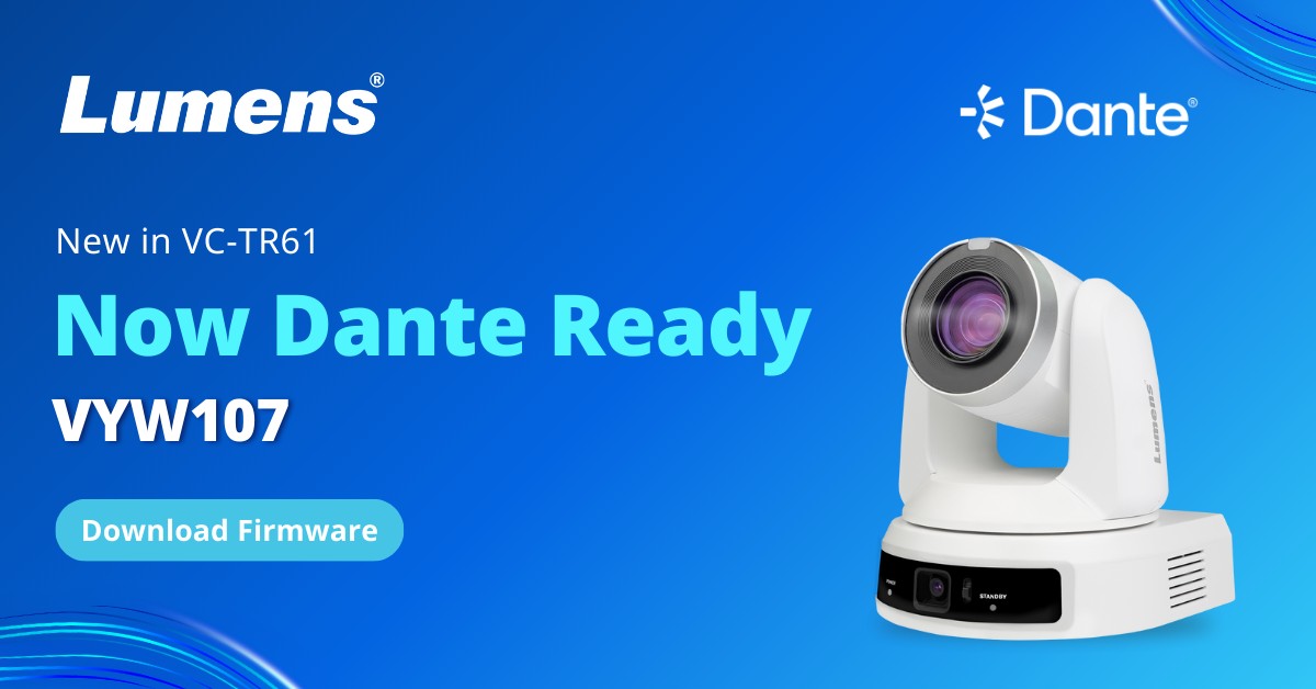 Lumens announced the availability of a complimentary upgrade to its VC-TR61 camera. Available via firmware, features include picture-in-picture output, 4K camera switching over HDMI, and optional Dante streaming.
Download Firmware:
mylumens.com/en/Blog_detail…
