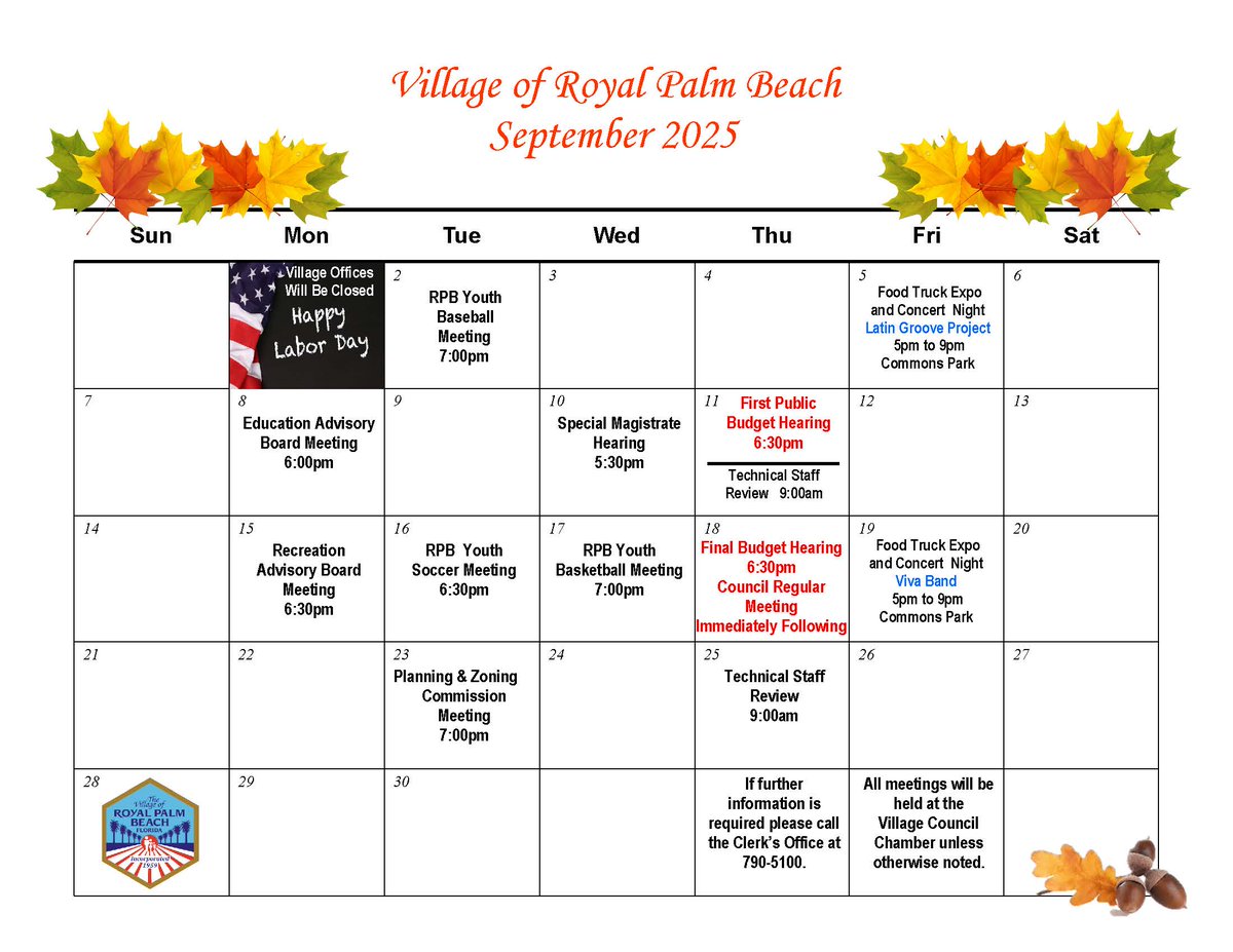 🍂 Hello, September! 📚✨ New beginnings, fresh opportunities, and a month full of community fun await. From family activities to cultural highlights, there’s something for everyone! 🎉🌟
📅 See what’s happening: royalpalmbeachfl.gov/calendar/month…