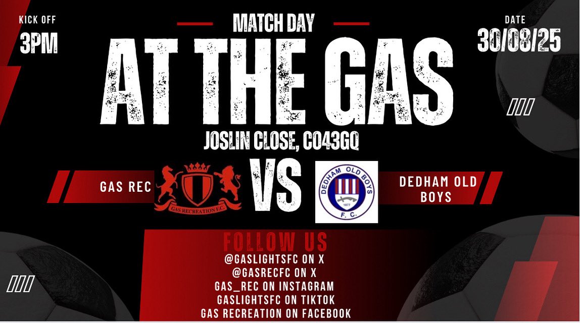 Attention turns to Saturday where we welcome <a href="/DedhamOldBoysFC/">Dedham Old Boys FC</a> over to the gas after a few poor results can the boys bounce back strong 💪 ❤️🖤