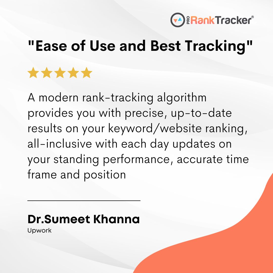 ProRankTracker's tweet image. We&apos;re thrilled to share this feedback from one of our happy customers, Dr.Sumeet Khanna 👇

@ProRankTracker is committed to providing the best #SEO tools to help businesses succeed in the digital landscape. 

#searchengineoptimization
#searchengines
#customerexperience
#seotools