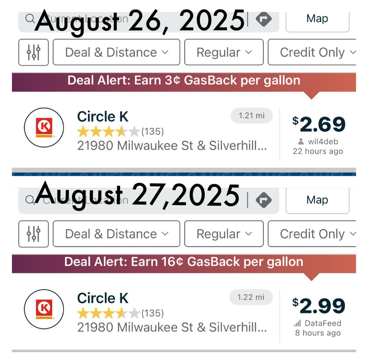 So - did gas prices jump up suddenly in your area? 30 cents higher in one days is one of the largest 24 hour jumps I have seen. #GasPrices #Economy #TrumpsFault