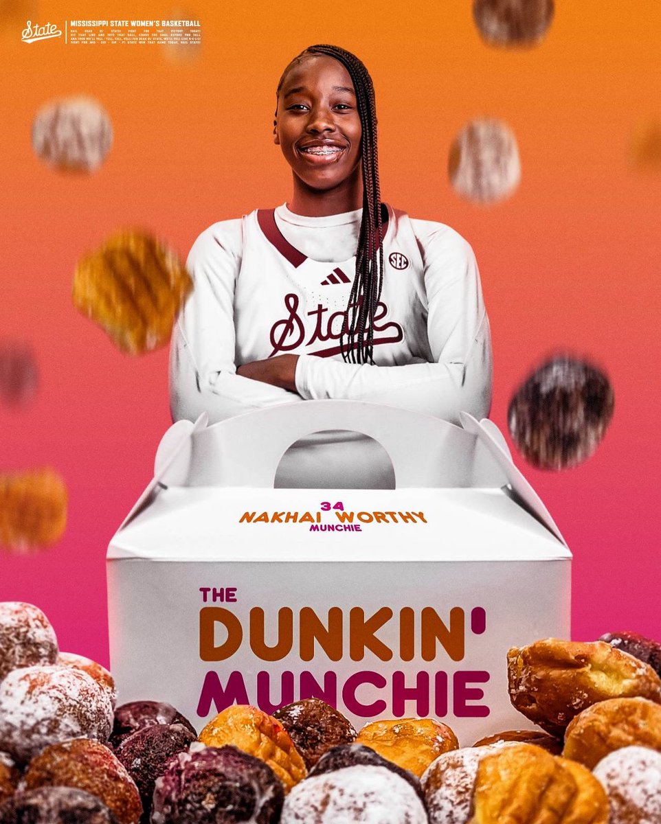 <a href="/HailStateWBK/">Mississippi State Women's Basketball</a> Thank  you so much for this kool graphic! Looks like the possibilities are endless! “Dunkin Munchie” But ain’t nothing SWEET😤🥰