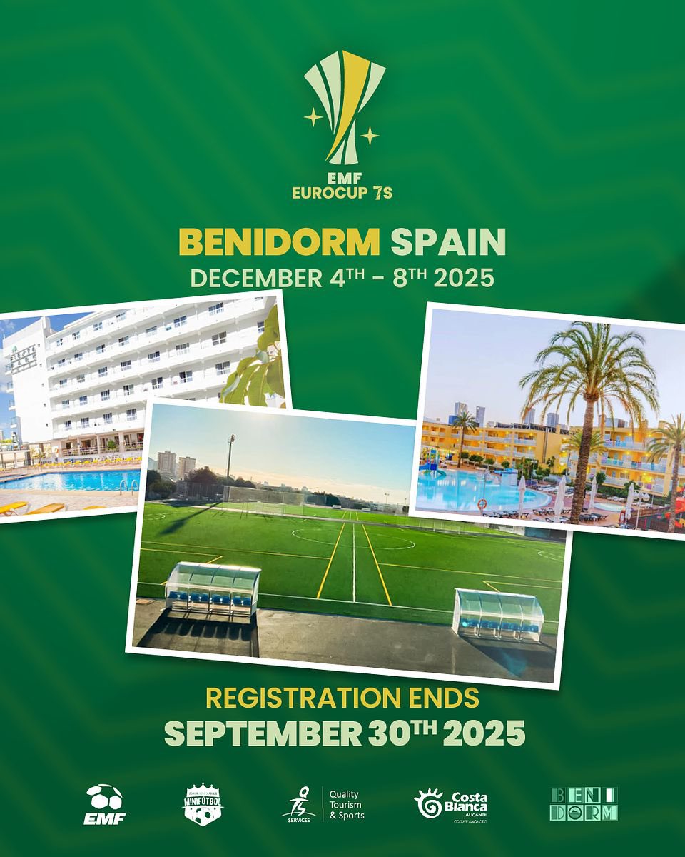 🚨 New Challenge for Clubs! 🚨
We’re thrilled to announce the first-ever EMF Club Competition 7-a-side, taking place in Benidorm, Spain (December 4–8, 2025)!

⚽ Categories: MAIN &amp; 35+
📅 Registration deadline: September 30, 2025