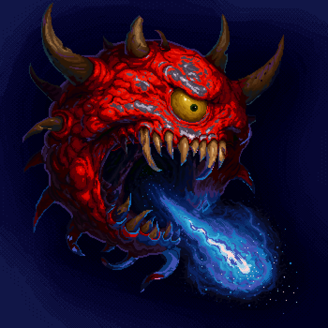 Art done for my friend of cacodemon from the Doom #ドット絵 #pixelart #ピクセルアート