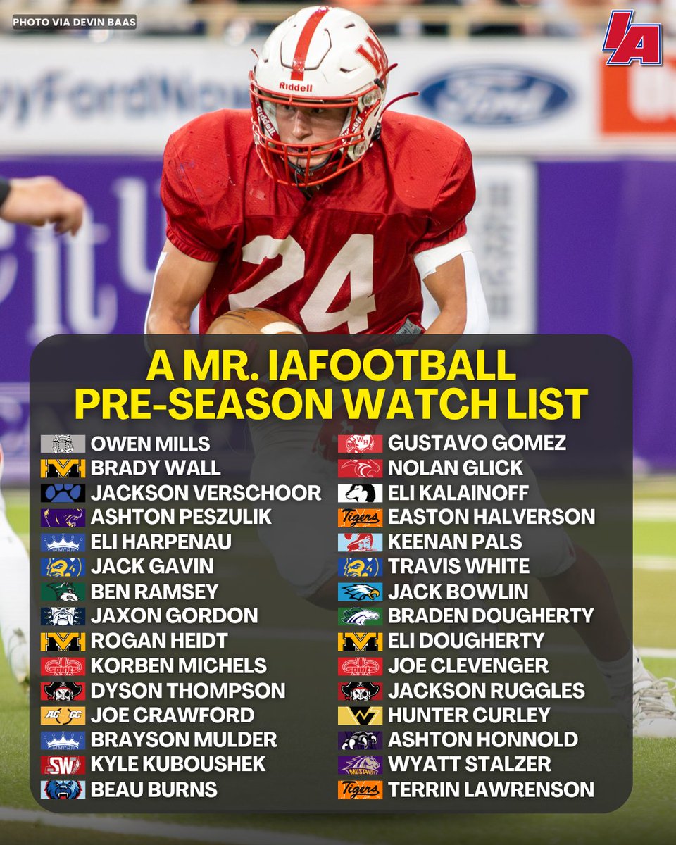 👑 A MR. IAFOOTBALL WATCH LIST 👑

Please note that these lists are based heavily off of RETURNING players, and we will have our first official Mr. IAfootball selections posted in the middle of the season.

#IAfootball X #iahsfb
