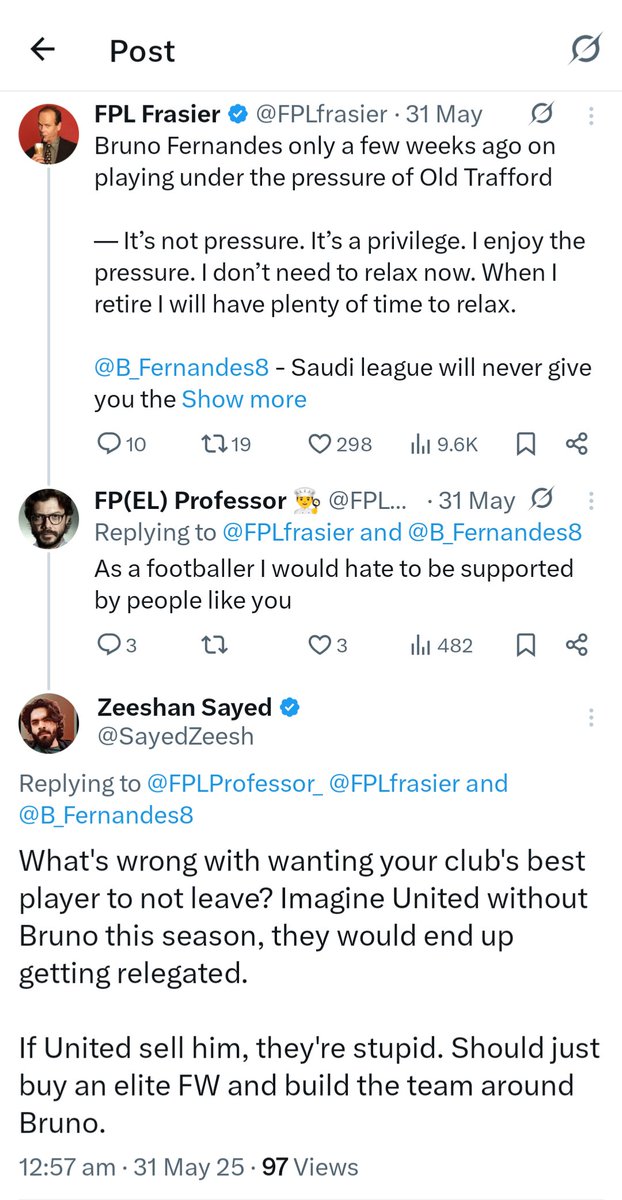 United fans, be very careful what you wish for. This is what life without Bruno would look like: Relegation fights &amp; losing to League 2 sides.

Appreciate him while he's at the club. You have no idea how BAD this #MUN team is &amp; how low their floor is. Forget about the ceiling.
