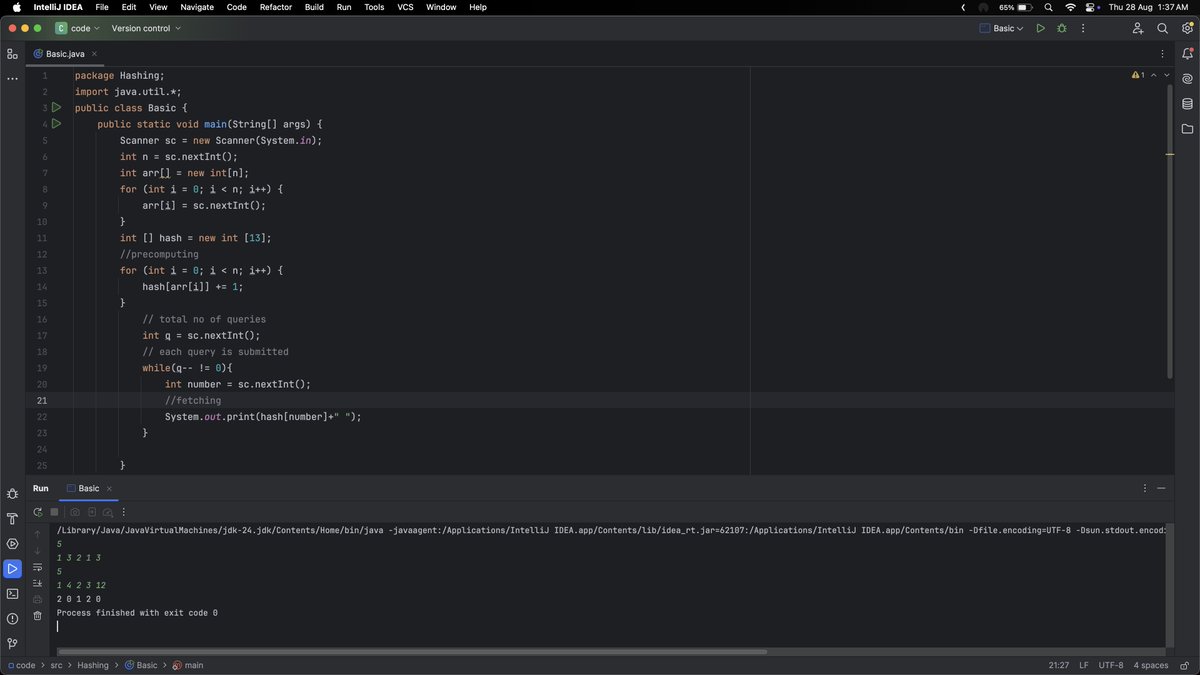 siddharth_code's tweet image. Developer and feeling stuck? → Build your foundations first.
> Today I went back to basics and learned Hashing (thanks to Striver 🙌).
> Solved a problem to strengthen the concept.
> Slowly but surely, the pieces are falling into place.