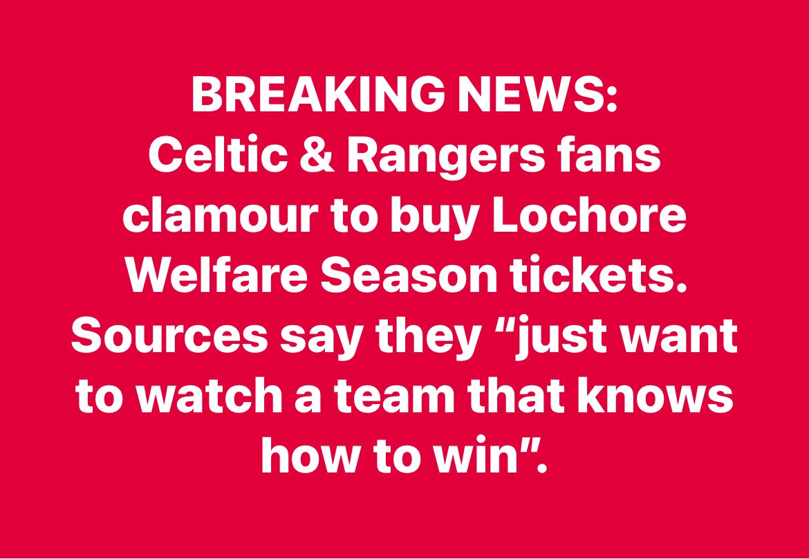 LochoreW's tweet photo. BREAKING NEWS! 

You are all welcome here if you’ve had enough of @CelticFC or @RangersFC  😆 https://t.co/cJqanPIU1N