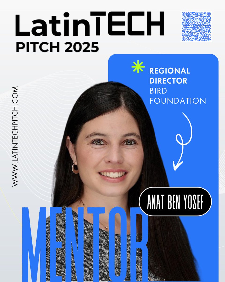 Meet Anat Ben Yosef, one of the LatinTech Pitch 2025 mentors.

As Director for the Southern U.S. at the BIRD Foundation, Anat connects Israeli and U.S. startups through strategic partnerships and joint R&amp;D. With over 15 years in government, technology, and international business
