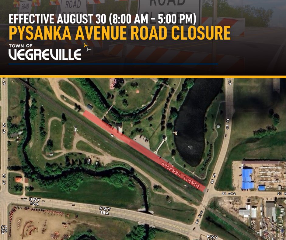 .
🚧 𝐍𝐨𝐭𝐢𝐜𝐞: 𝐏𝐲𝐬𝐚𝐧𝐤𝐚 𝐀𝐯𝐞𝐧𝐮𝐞 𝐑𝐨𝐚𝐝 𝐂𝐥𝐨𝐬𝐮𝐫𝐞

MORE INFORMATION: ow.ly/uR3w50WN67s

#Vegreville | #RoomToGrow