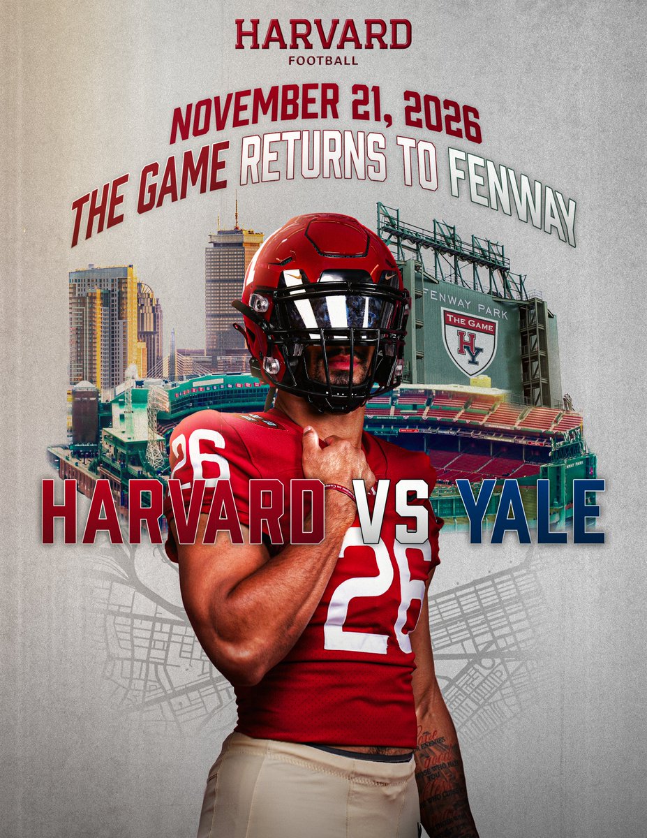 Harvard Football (@harvardfootball) on Twitter photo π¨ The Game Returns to @FenwayPark in 2026!
π° tinyurl.com/2yoajuh2
#GoCrimson #OneCrimson #HarvardYale #TheGame π¨ The Game Returns to @FenwayPark in 2026!
π° tinyurl.com/2yoajuh2
#GoCrimson #OneCrimson #HarvardYale #TheGame