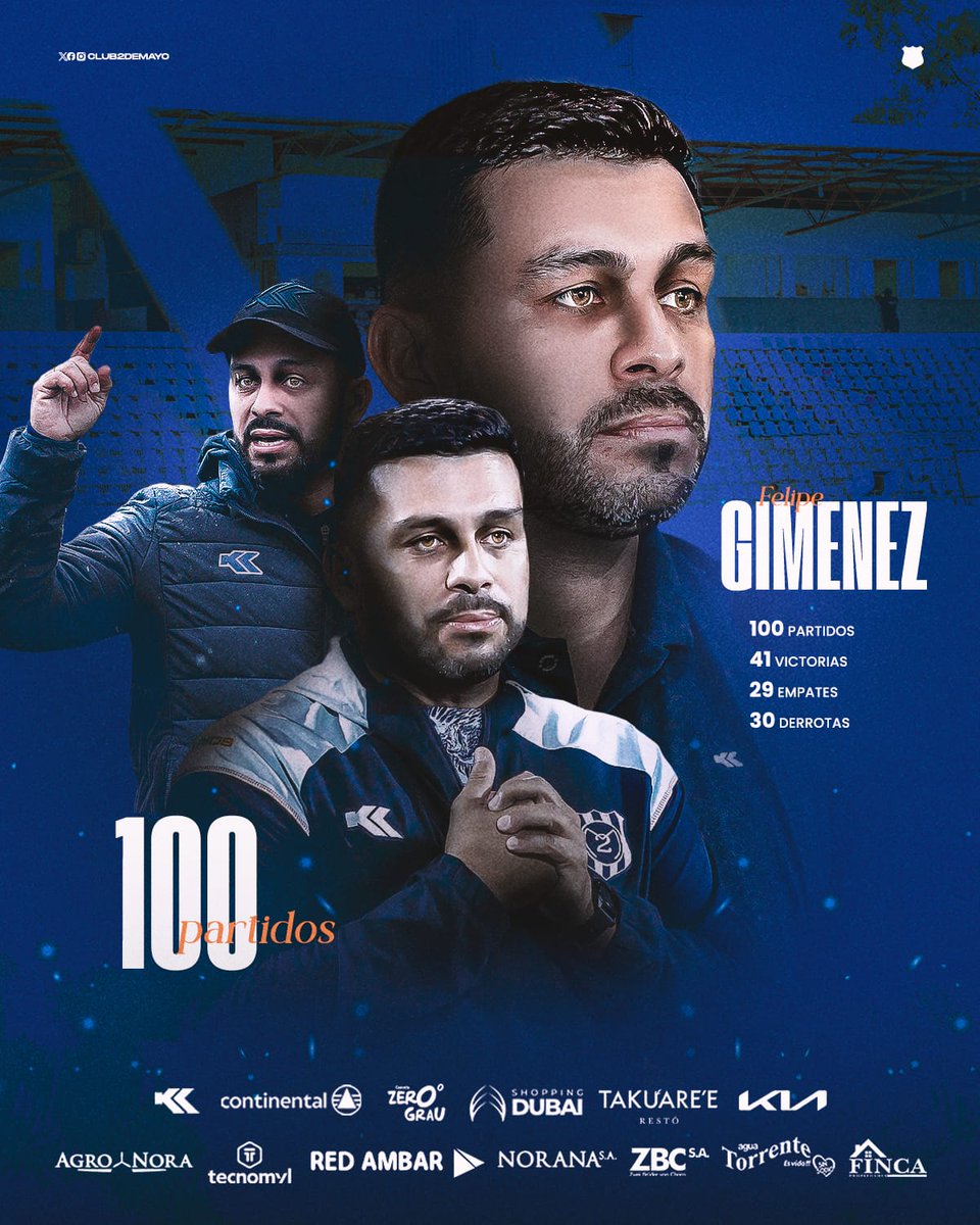 🐔 Felipe Giménez, 100 partidos al frente del CS 2 de Mayo.

El profesor Felipe Giménez alcanzó sus 100 partidos oficiales al frente del plantel principal del Club Sportivo 2 de Mayo.

Una cifra que representa mucho más que encuentros dirigidos. Son 100 historias de trabajo,