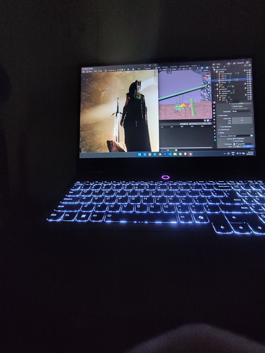nickssgreen's tweet photo. All night with Blender  Crazy 🔥sword project in progress rendering never sleeps

#Blender3D #3DArt #RenderLife 
#3d3 https://t.co/jVJC5a2Rw8