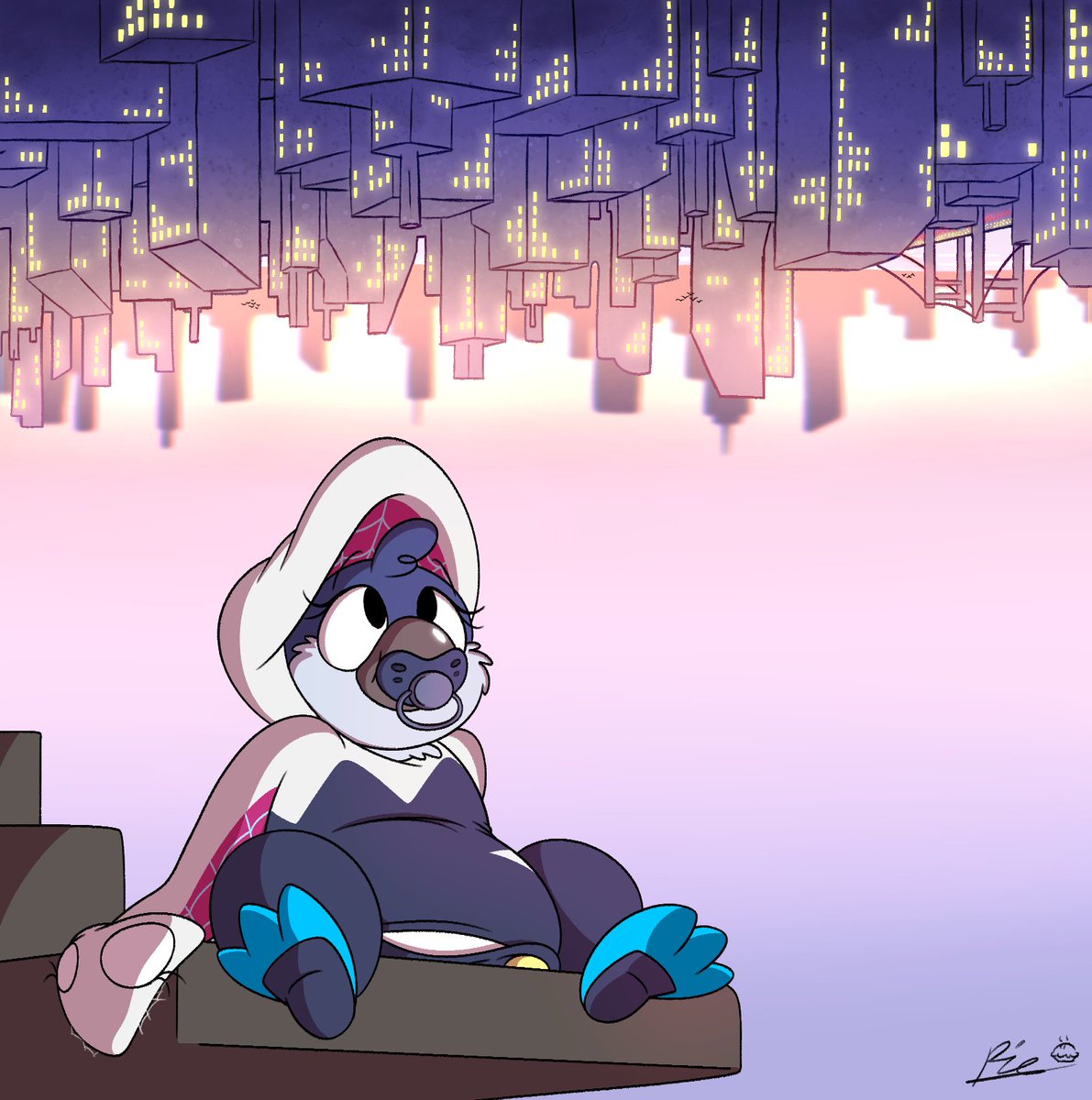 Webby likes to sometimes chill on the tallest building she can find and admire the view~ 🕷️🕸️🕸️🕷️