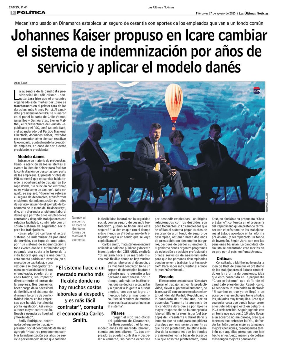 Cristián Labbé M. (@clabbem) on Twitter photo En <a href="/icare_chile/">ICARE</a> ,<a href="/Jou_Kaiser/">Johannes Kaiser. Diputado por el distrito 10</a> marcó la diferencia: basta del sistema arcaico de indemnización por años de servicio. El modelo danés da flexibilidad a las empresas, seguridad real a los trabajadores y más empleos para Chile. Valioso que hoy se escuchen distintas miradas. En <a href="/icare_chile/">ICARE</a> ,<a href="/Jou_Kaiser/">Johannes Kaiser. Diputado por el distrito 10</a> marcó la diferencia: basta del sistema arcaico de indemnización por años de servicio. El modelo danés da flexibilidad a las empresas, seguridad real a los trabajadores y más empleos para Chile. Valioso que hoy se escuchen distintas miradas.