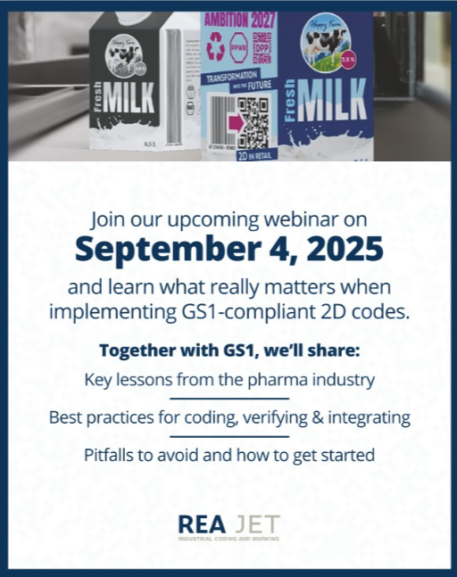 REAJETUS's tweet image. Retail Gets Smarter: Unlocking the Power of 2D Codes

Reserve Your Spot: events.teams.microsoft.com/event/1153387b…
#REAJET #GS1 #REAJETWebinar #GS1Webinar #Webinar #Barcodes #2DCodes #Sunrise2027 #Ambition2027 #ConsumerGoods #CPG #Packaging #CodingandMarking