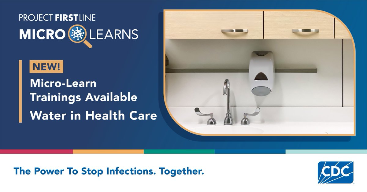 CDC_Firstline's tweet image. Use our NEW micro-learn training resources to help your team recognize infection risks and stop the spread of germs from water: cdc.gov/project-firstl…