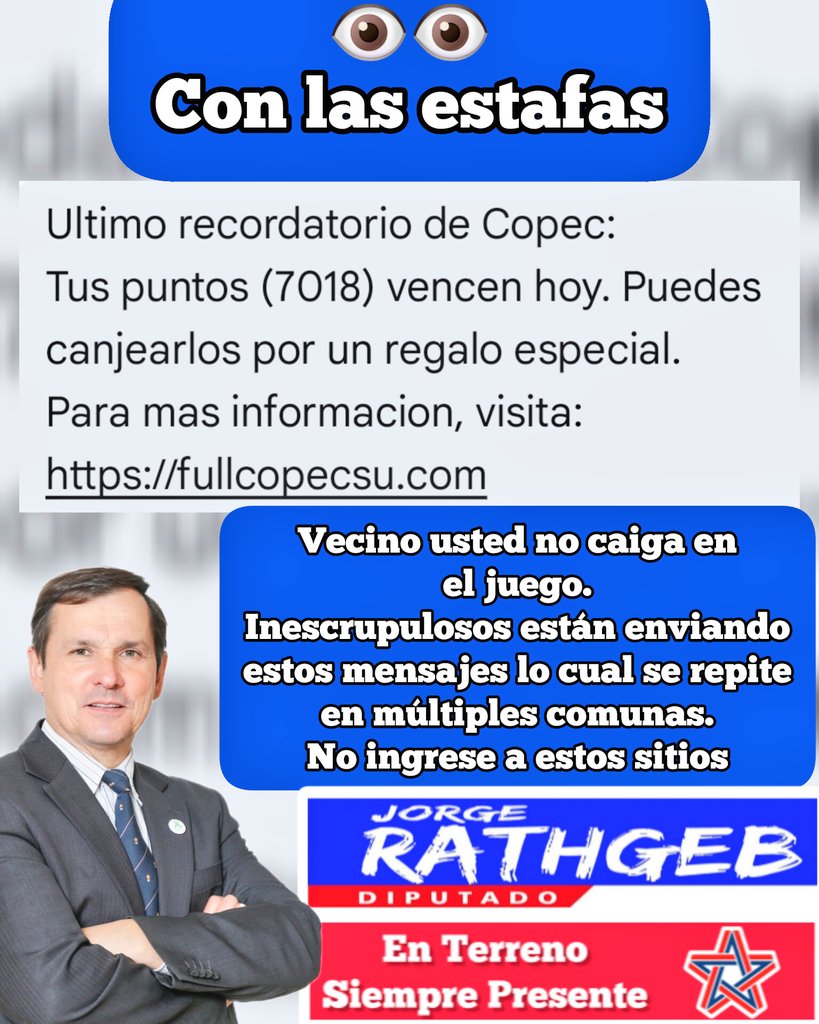 Vecinos de distintas comunas me han comentado que les ha llegado este mensaje y no tienen auto o tampoco van a bencineras.
Usted no caiga y menos ingrese a estos sitios porque se trata de estafas.
#EnTerreno
#SiemprePresente
#LaAraucanía
#EstafasTelefónicas