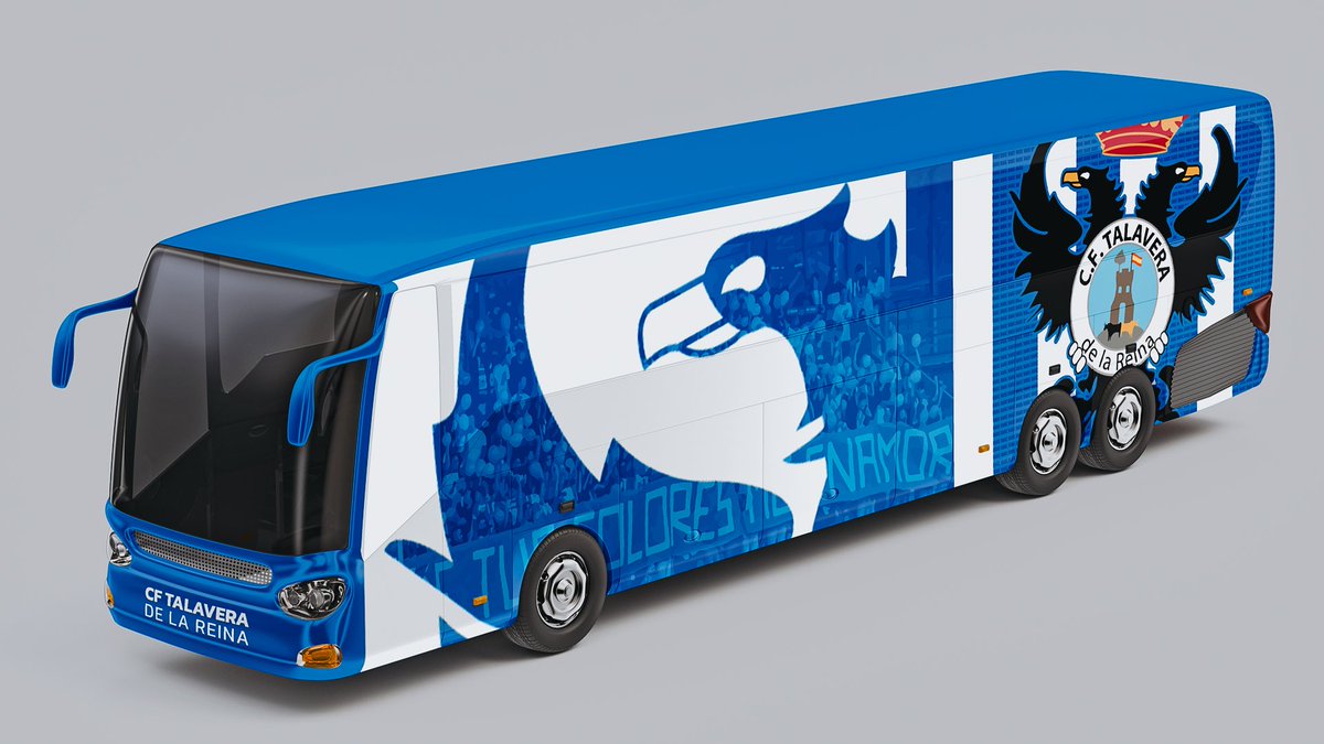 CFTalavera's tweet photo. 🚌 ¡Así va quedando el nuevo diseño del autobús oficial del club!

🫶🏽 ¿Qué os parece? ¡A nosotros nos encanta!

🤔 ¿Y si añadimos también los nombres de todos nuestros abonados?

#VolvamosASoñar 💙🤍 https://t.co/dQVoeoU8wn