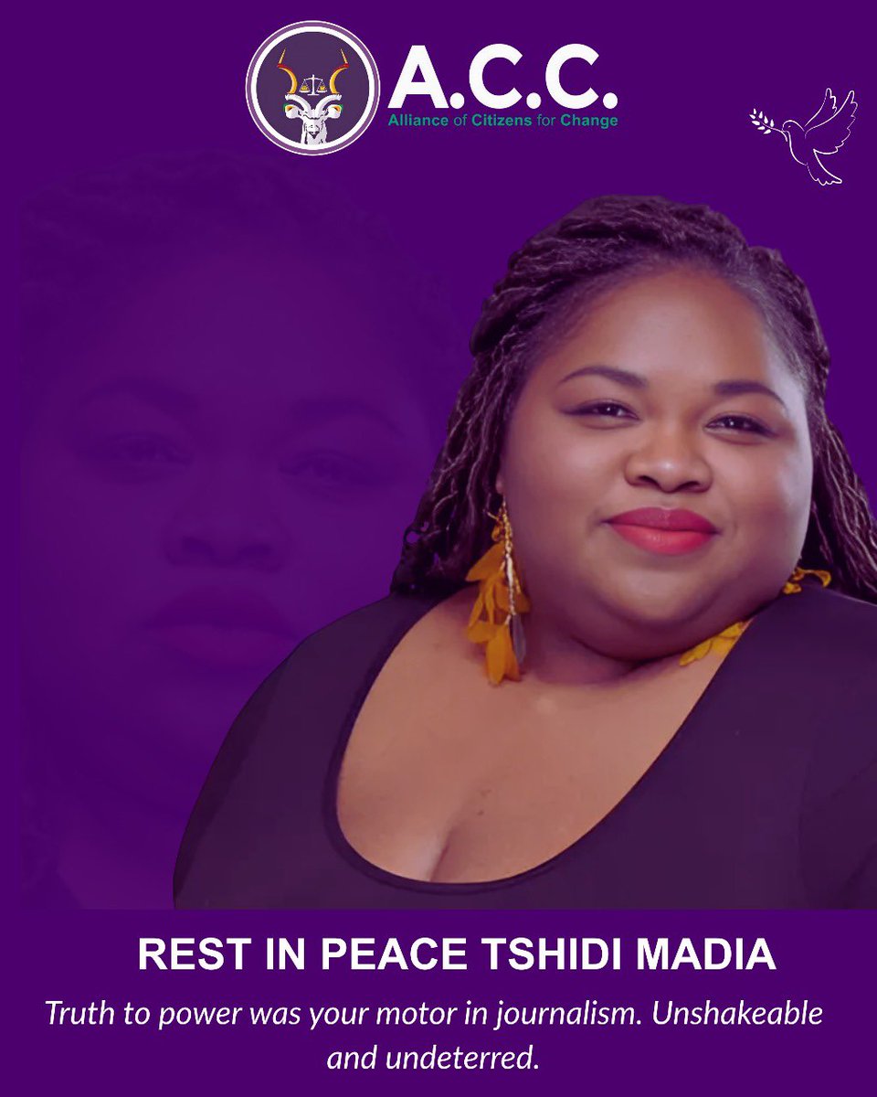 Your powerful voice echoed through the corridors of journalism in our country, without fear nor favour. Your untimely death left a void and an indelible mark in journalism. May your revolutionary soul rest in eternal peace. #RIPTshidiMadia 
QINA MHLALI QINA✊🏾💜✊🏾