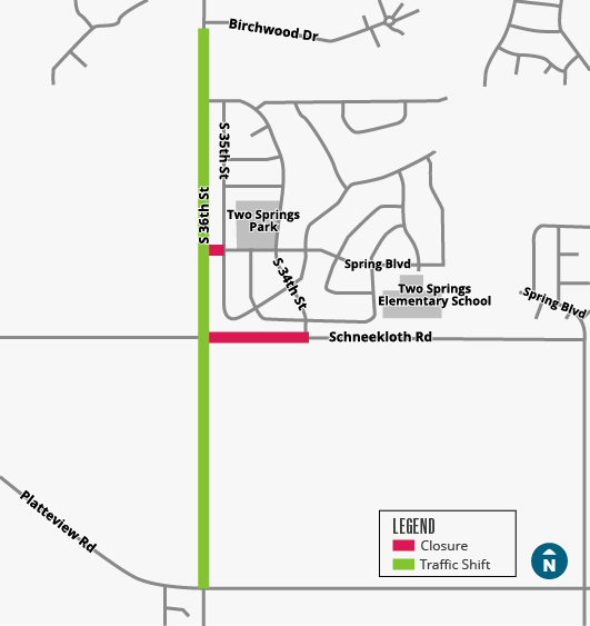 Bellevue36thSt's tweet photo. Hey Bellevue! We have some updated construction information for you! 

Earlier this week, traffic shifted to the new pavement on 36th St. from Platteview Rd. to Birchwood Dr. Segments of Schneekloth Rd. and Spring Blvd. just east of 36th St. are now closed through November. https://t.co/xi3t2uU0Sy