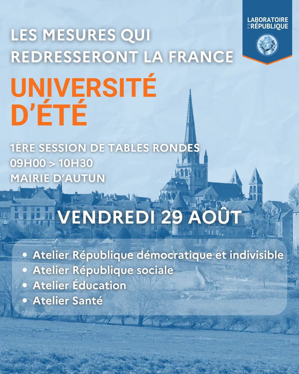 📅 J’aurai le plaisir d’intervenir, au nom de l'<a href="/UNSA_officiel/">UNSA</a>, ce vendredi 29 août à #Autun à l'invitation du <a href="/LabRepublique/">Le Laboratoire de la République</a>, au cours d’une table ronde sur le thème « L’#emploi des jeunes, bouleversé par l’#intelligenceartificielle ? ». 

🤝 Venez échanger sur cet enjeu majeur
