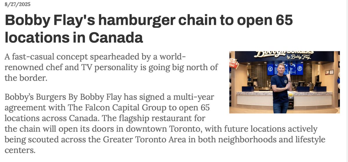 MillerZell's tweet image. The flagship restaurant for the chain will open its doors in downtown Toronto, with future locations actively being scouted across the Greater Toronto Area. Per @ChainStoreAge #brandedenvironments #endtoendservices #digitalsolutions #AI 
hubs.ly/Q03FVwhX0
