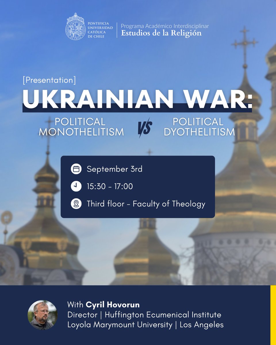 cer_uc's tweet image. 📢September 3 at 3:30 PM, join us for the seminar
“Ukrainian War: Political Monothelitism vs Political Dyothelitism”
Led by Cyril Hovorun, Professor of Ecclesiology and Director of the Huffington Ecumenical Institute at Loyola Marymount University
📍Faculty of Theology, 3rd floor