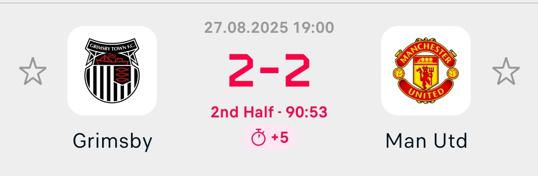 Stubborn Manchester United holding Grimsby to a draw.