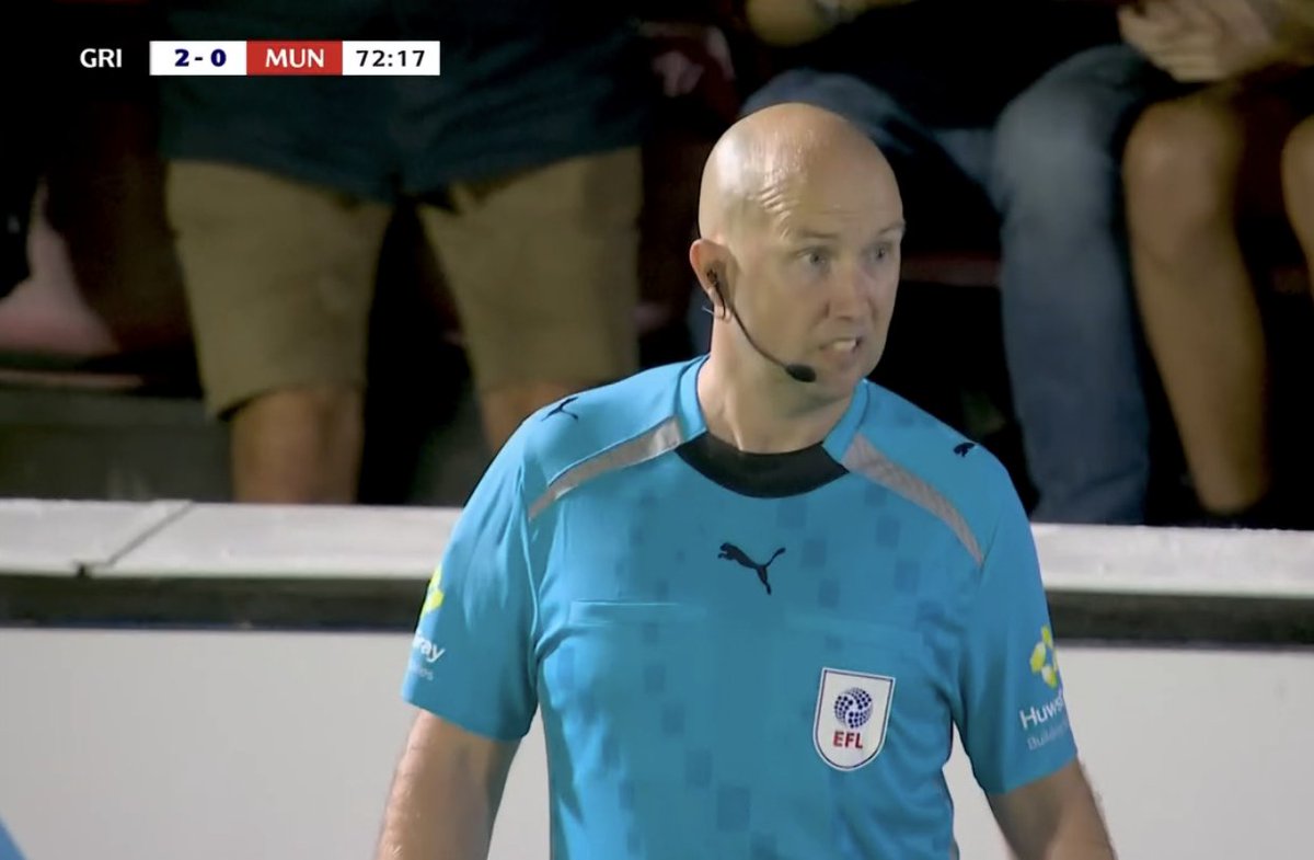 This man has robbed Grimsby from a 3-0 historic win over Man United

He should be sacked &amp; arrested ASAP