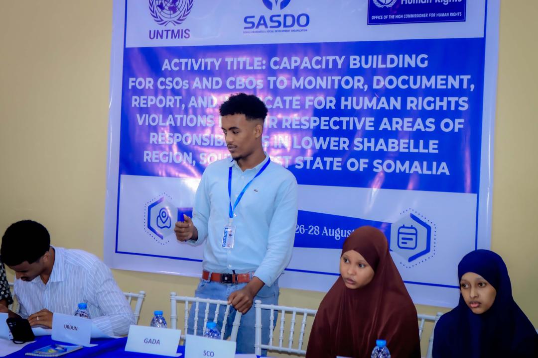 Sasdosom's tweet image. #SASDOSOM, in partnership with #UNTIMS, kicks off a 3-day Capacity Building Workshop for CSOs &amp;amp; CBOs in Lower Shabelle to strengthen their ability to monitor, document, report &amp;amp; advocate against human rights violations.

📍 Afgooye | 📅 26–28 Aug 2025

#SASDO #UNTIMS #HumanRights