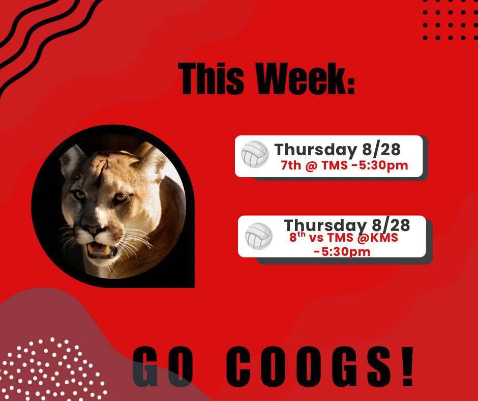 🏐✨ Freddy the Squirrel says it best: “Don’t miss out!”
Come cheer on our KMS volleyball teams tomorrow—where the serves are fierce, the spikes are flying, and the school spirit is nuts! 🐿️🔥

#KMSCougarPride #Volleyball