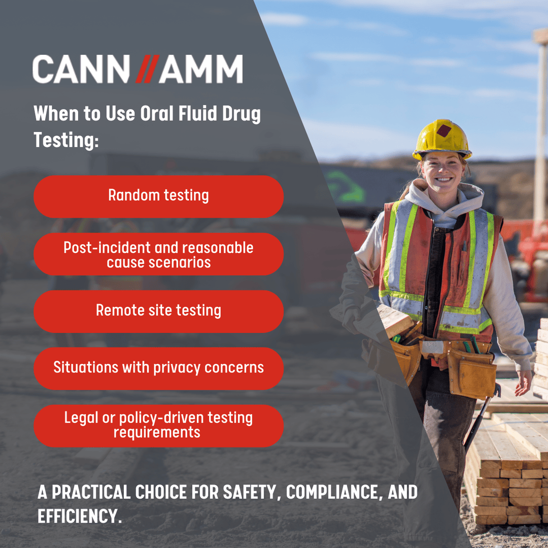 Oral fluid drug testing is a smart, strategic choice for today’s workplaces.

Here are some key times when oral fluid testing can strengthen your workplace safety program. Read our latest blog to learn more: cannamm.com/blog-and-opini…

#CannAmm #OccupationalTesting #OralFluidTesting
