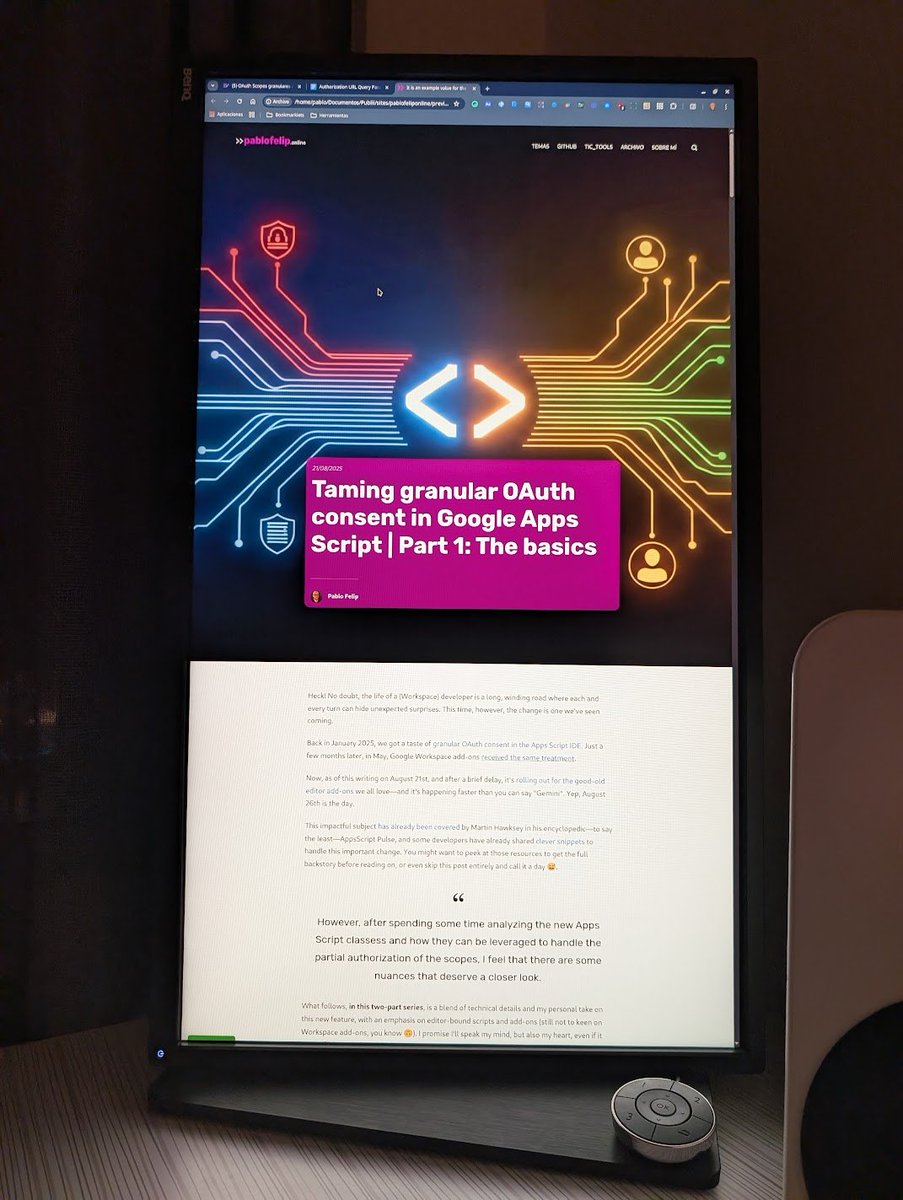 pfelipm's tweet image. 👩‍🍳 Cooking something #AppsScript #OAuth #GranularScopes... now at 90%. Due tomorrow (hopefully)...