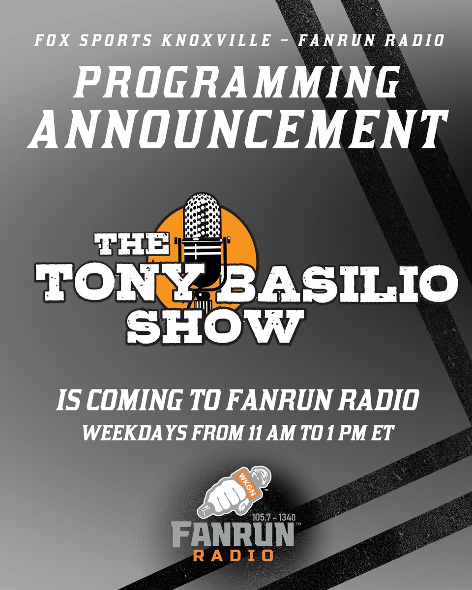 FOXSportsKnox's tweet image. PROGRAMMING ANNOUNCEMENT🚨:

TONY BASILIO IS HEADED TO FANRUN RADIO!

Hear The Tony Basilio Show weekdays from 11 AM to 1 PM ET beginning Monday.

Full Lineup Details👇

#ForTheFans
