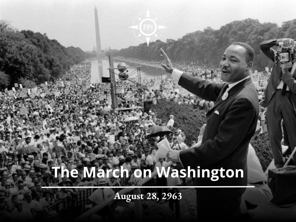 On Aug. 28, 1963, over 250,000 people gathered in DC for the March on Washington, uniting people across different backgrounds in a powerful call for equality and justice. It was there that Dr. MLK Jr. delivered his iconic “I Have a Dream” speech.

Photo Credit: Getty Images