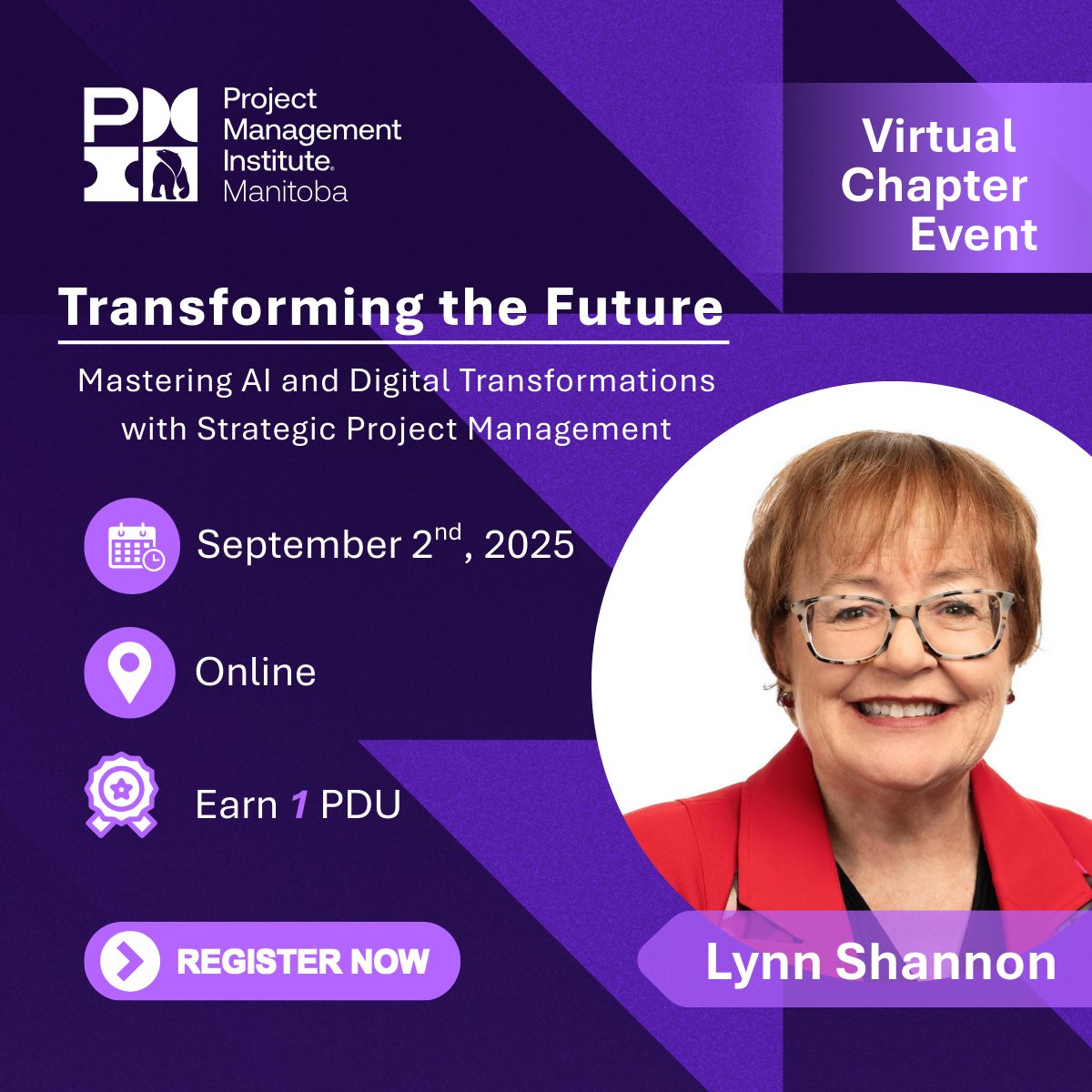 September Virtual Chapter Event: Don’t Miss Out!

Join us on September 2, 2025, for a powerful virtual session with Lynn Shannon.

Register now to secure your spot: pmimanitoba.org/calendar?event…

#PMI #DigitalTransformation #ProjectManagement #ProfessionalDevelopment #PMIManitoba