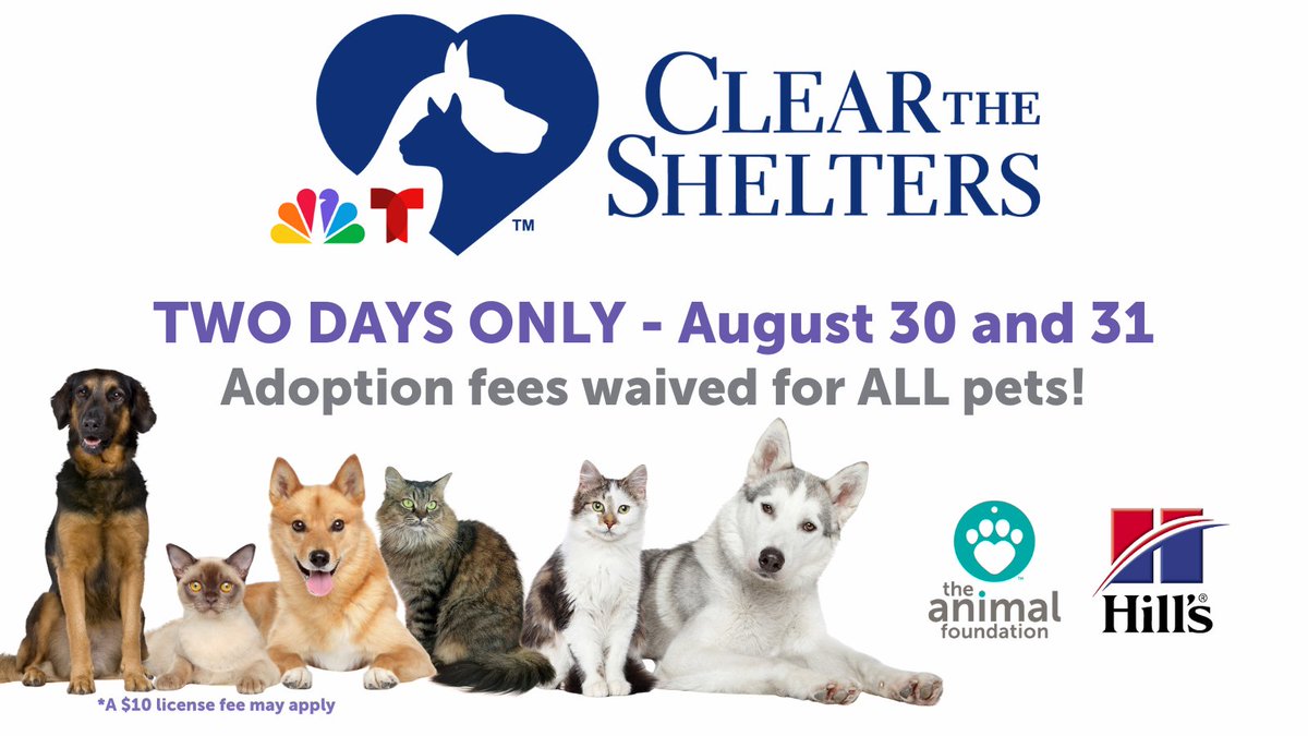 Two Days Only: Bring home a shelter Pet with NO adoption fees! 🐶 

ALL animals. ALL ages. ALL sizes. Saturday and Sunday only. 

📍 655 N Mojave Rd, Las Vegas, NV 89101

(Get here early – first-come, first-served!)

Learn more: bit.ly/4fT94SO