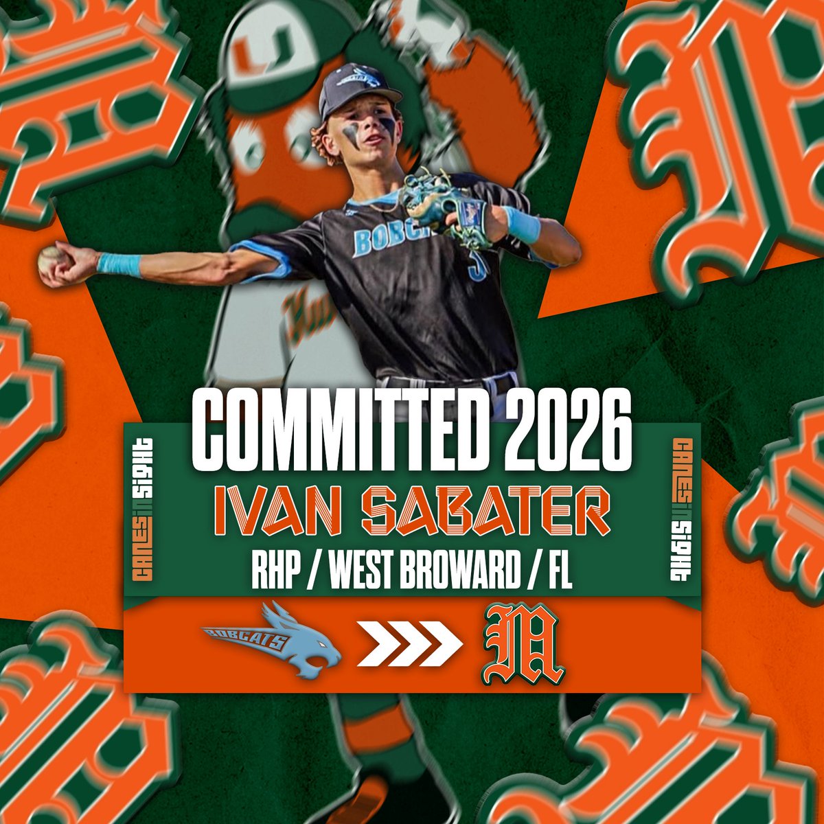 COMMITMENT ALERT 🚨
<a href="/CanesBaseball/">Miami Hurricanes Baseball</a> lands 2026 RHP Ivan Sabater from West Broward HS
Up to 94 across the summer circuit 👀
Welcome to #TheU 🟧🟩