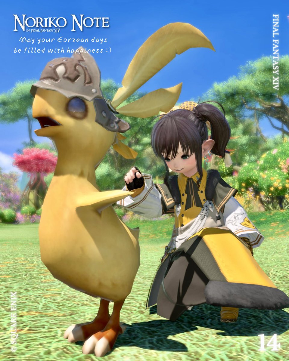 見て！超可愛い子チョコボちゃんが仲間になってくれたよ✨🐤٩(ˊᗜˋ*)و🎉

#ノリコノート #FFXIV #FF14