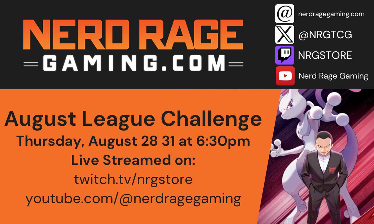 Our August League challenge will be streamed live tomorrow at 6:30pm!

We will have <a href="/DanTheTrainer25/">NRG | Dan</a> and <a href="/TeborTan/">Tebors</a> on commentary!