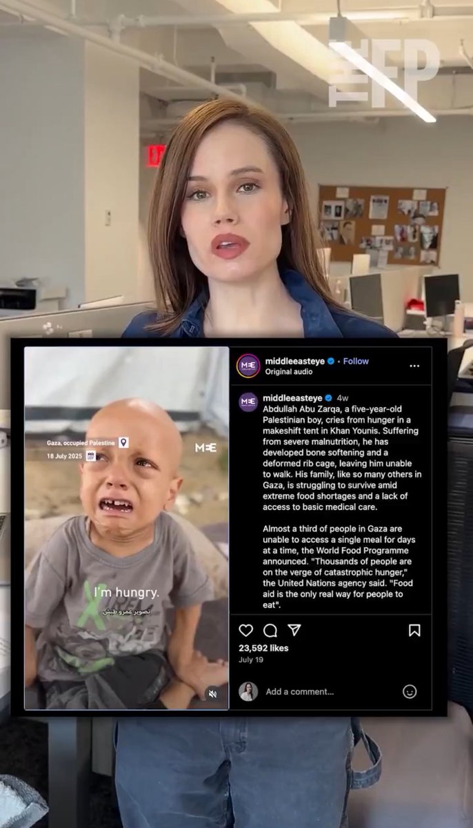 I think I’m done talking about this article, but just want to say: A dolled up Free Press reporter “debunking” Gaza starvation while showing a child who starved to death days later—a clip Netanyahu later shared—is, for me, one of the defining images of this genocide.