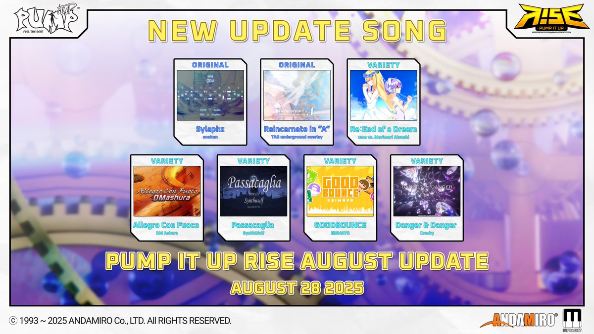 【PUMP IT UP - RISE】8/28 Early Access ver.0.3.1 release!
펌프잇업 라이즈 얼리억세스버전의 2025년 8월 28일 업데이트가 완료되었습니다.
PUMP IT UP - R!SE early access version 0.3.1 has been updated on August 28, 2025.

자세한 사항은 스팀 공지사항을 참조하세요.  
Please refer to the