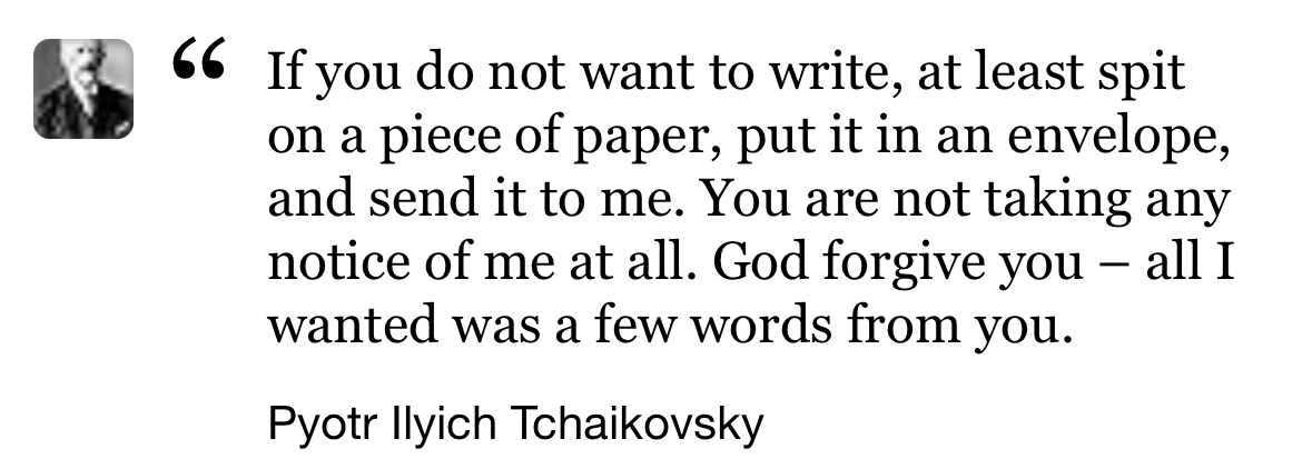 even famous russian composers can’t help begging for attention 😭 i deadass thought this was a quote from a sub lmao