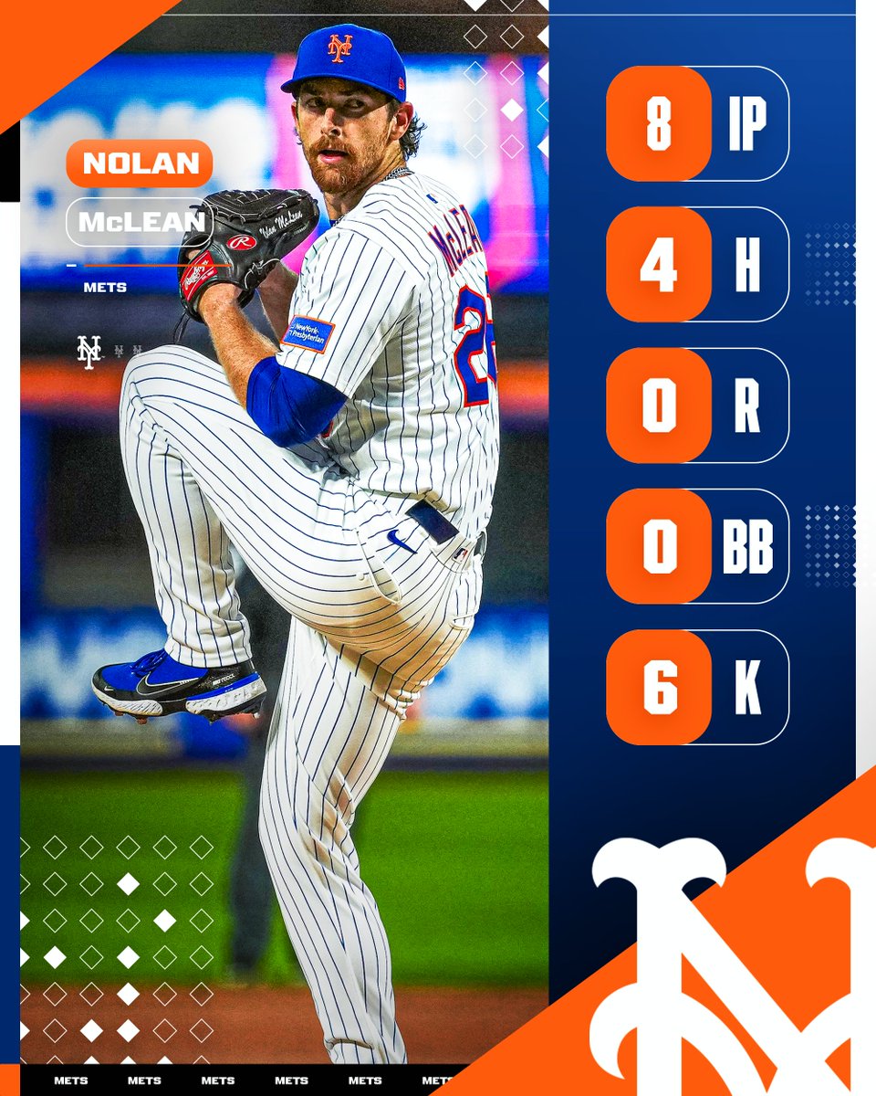 MLB's tweet image. Nolan McLean’s first 3 MLB starts:

20.1 IP
21 K
0.89 ERA

He’s the first pitcher in @Mets history to win his first 3 career starts 👏