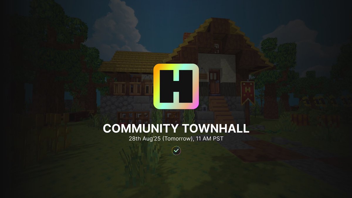 hytopiagg's tweet photo. We’re hosting a community townhall tomorrow on Discord to share updates, answer questions &amp; talk about what’s next.

@Temptranquil will be there answering them LIVE. 

Don’t miss it 👀 https://t.co/iWnYDFxJGs