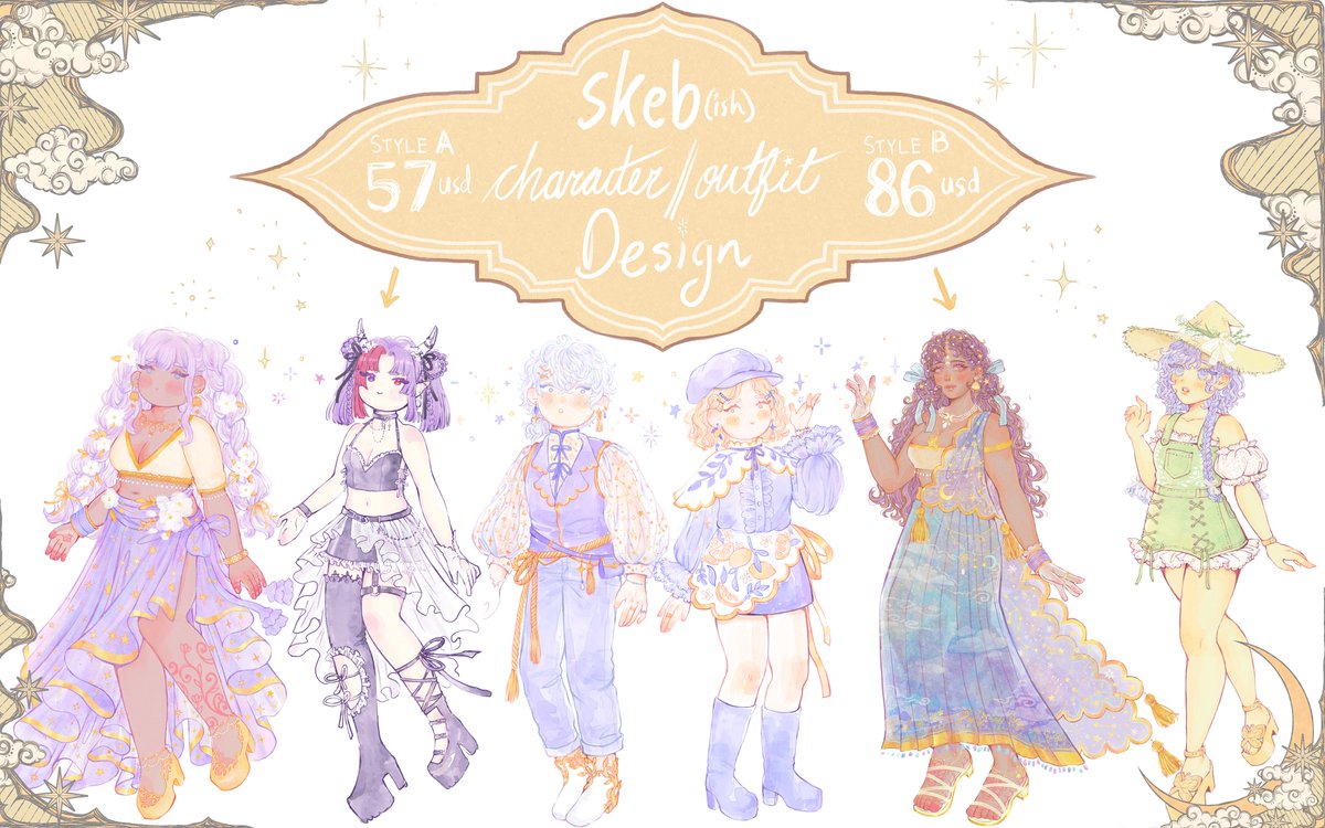 hi graphic design aint my passion but drawing cute ppl is &lt;3 comms are finally open again, ty if you take the time to look through ~ (1/2)

#Vtuber | #VGenComm  | #VTuberEN | #vtuberart | #vtubersupport