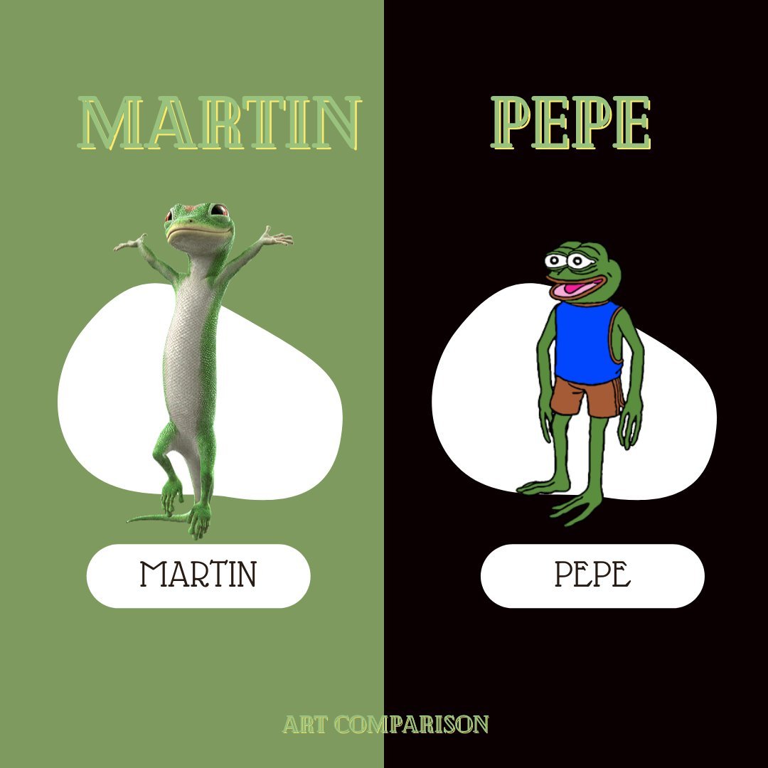Martin is the original Pepe.   

$Pepe is technically a beta of Martin 

$MARTIN is the original inspiration behind Pepe.  

Matt Furie who is the creator of $PEPE posted multiple pictures of Martin (The Geico Gecko) back in 2005 on his my space page, these are the first posts