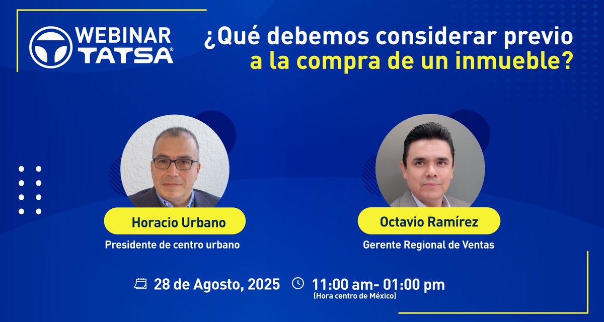 🏠 ¿Vas a comprar casa? ¡Hazlo con toda la información necesaria!

No te pierdas este webinar en el que <a href="/horacio_urbano/">Horacio Urbano</a> y Octavio Ramírez explicarán todo lo que debes saber antes de firmar.

📆 28 de agosto
🕧 11:00 am 
Regístrate aquí 👉🏻 ow.ly/FaYH50WN382