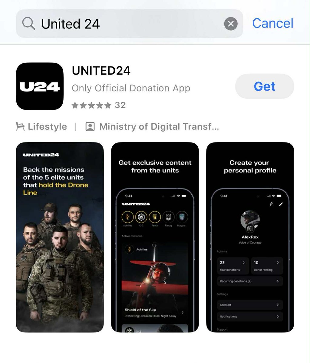 RealJakeBroe's tweet photo. United24 launched their official app for Apple and Android last week!  If you want to help their app gain traction in the stores, you can go download it. https://t.co/dYKcrexYhr